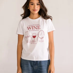 Wine is My Beauty Secret Playera, Blanco