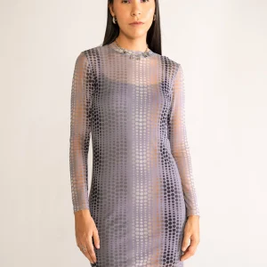 Now That She's Gone Mesh Dress, Morado