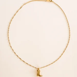 Cowboy Boot Necklace, Dorado