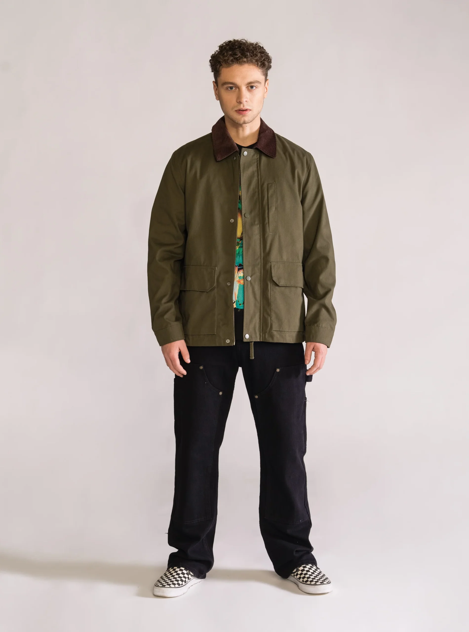 Cotton jacket with corduroy, Verde Obscuro - Imagen 7