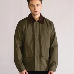 Cotton jacket with corduroy, Verde Obscuro