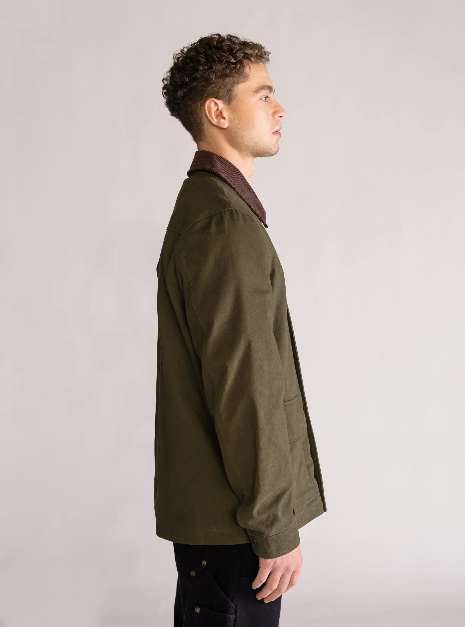 Cotton jacket with corduroy, Verde Obscuro - Imagen 3