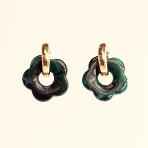Daisies Earring, Verde Obscuro