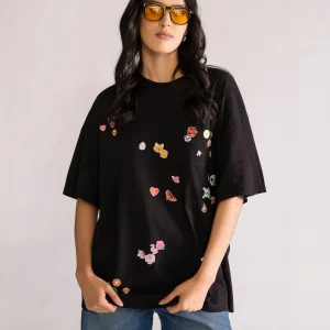 Sticky Situation Oversized Playera, Negro
