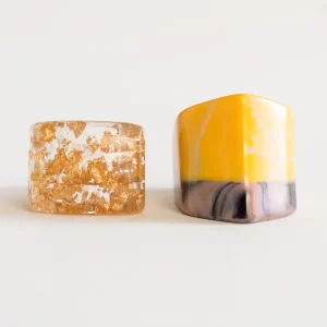 Underground Detailed Ring Set, Amarillo Claro