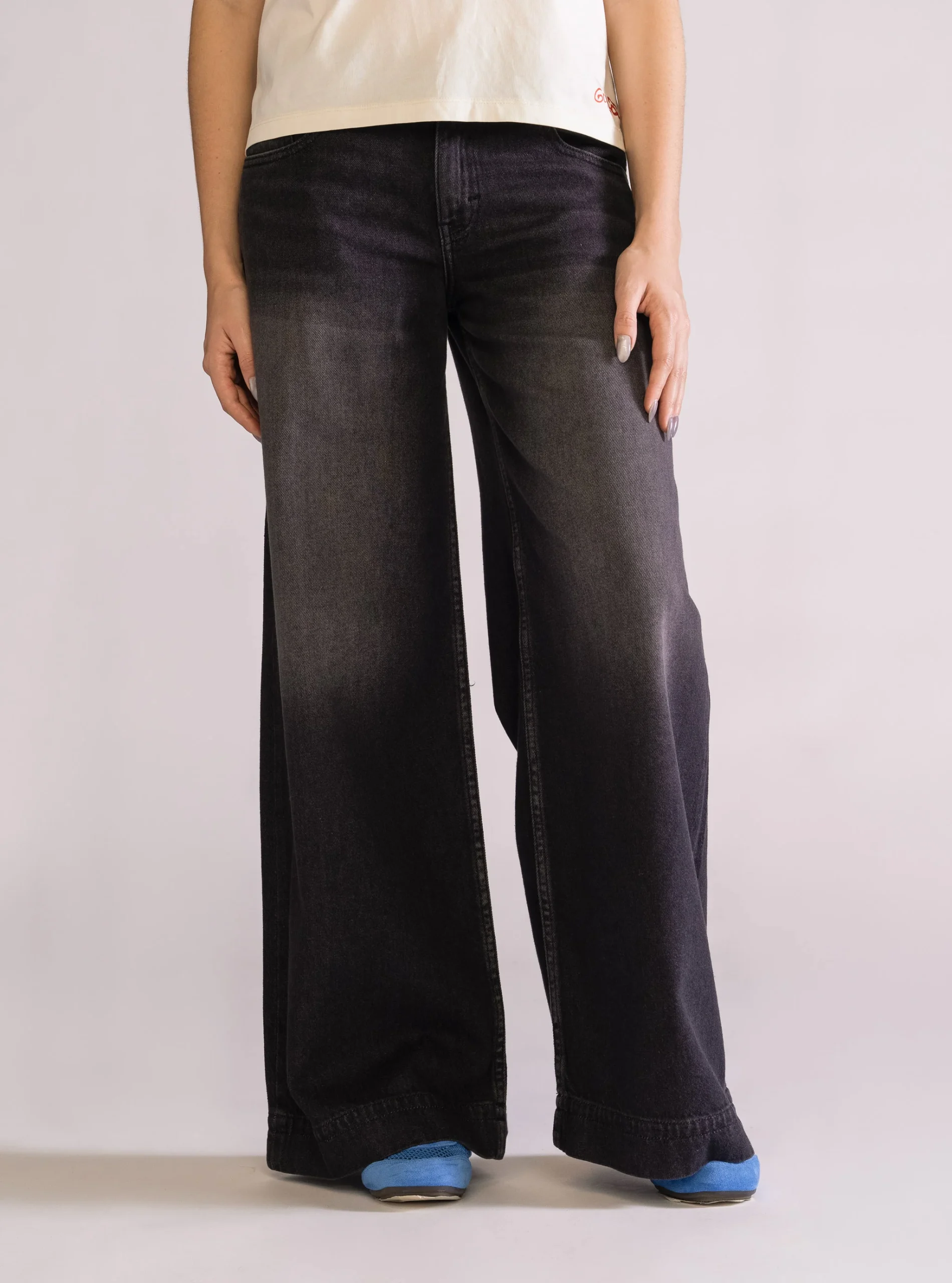 Super Wide Leg Black Cintura Baja, Negro