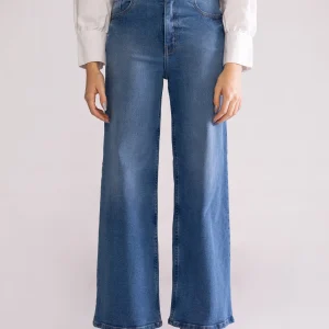 Sexy Back Wide Leg Jeans, Azul Claro
