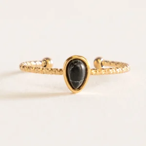 Teardrop Resizable Ring, Negro