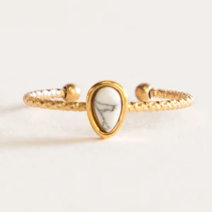 Teardrop Resizable Ring, Blanco