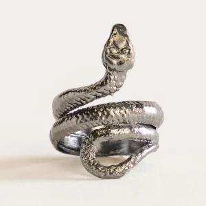 Spirit Snake Adjustable Ring, Negro