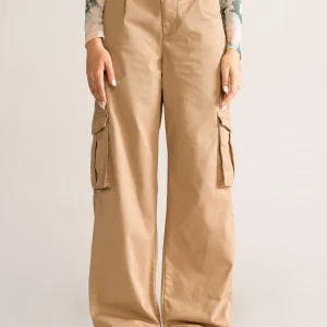 So Fetch Wide Leg Cargo Pants, Kaky