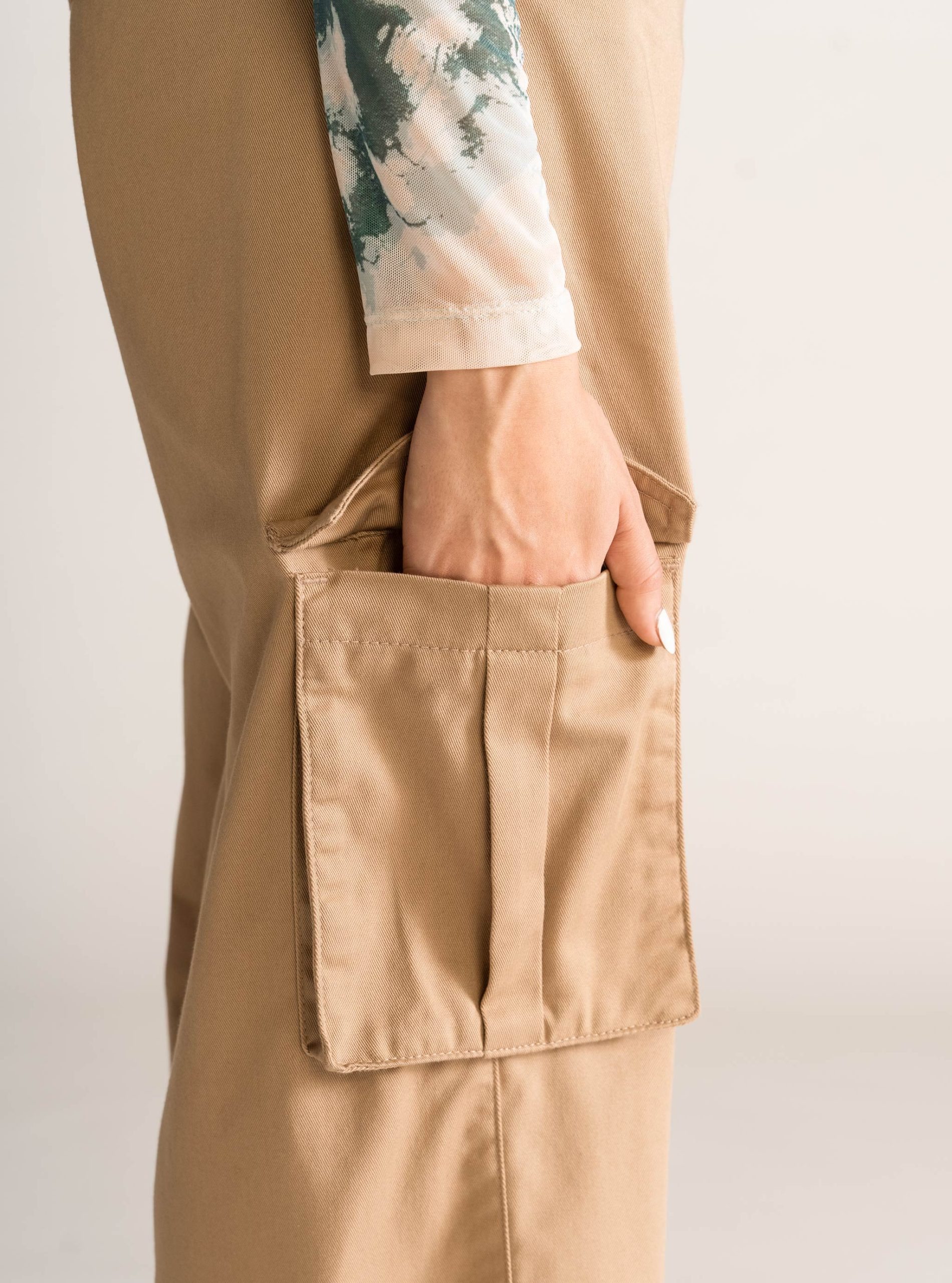 So Fetch Wide Leg Cargo Pants, Kaky - Imagen 4