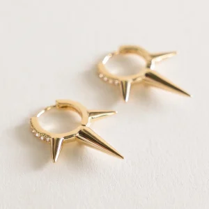 Mini Circle Hoops Rock On Earrings, Dorado