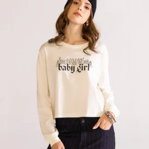 Baby Girl Cropped Playera, Blanco Hueso