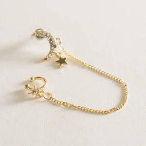 Long Tassel Ear Cuff Earring, Dorado