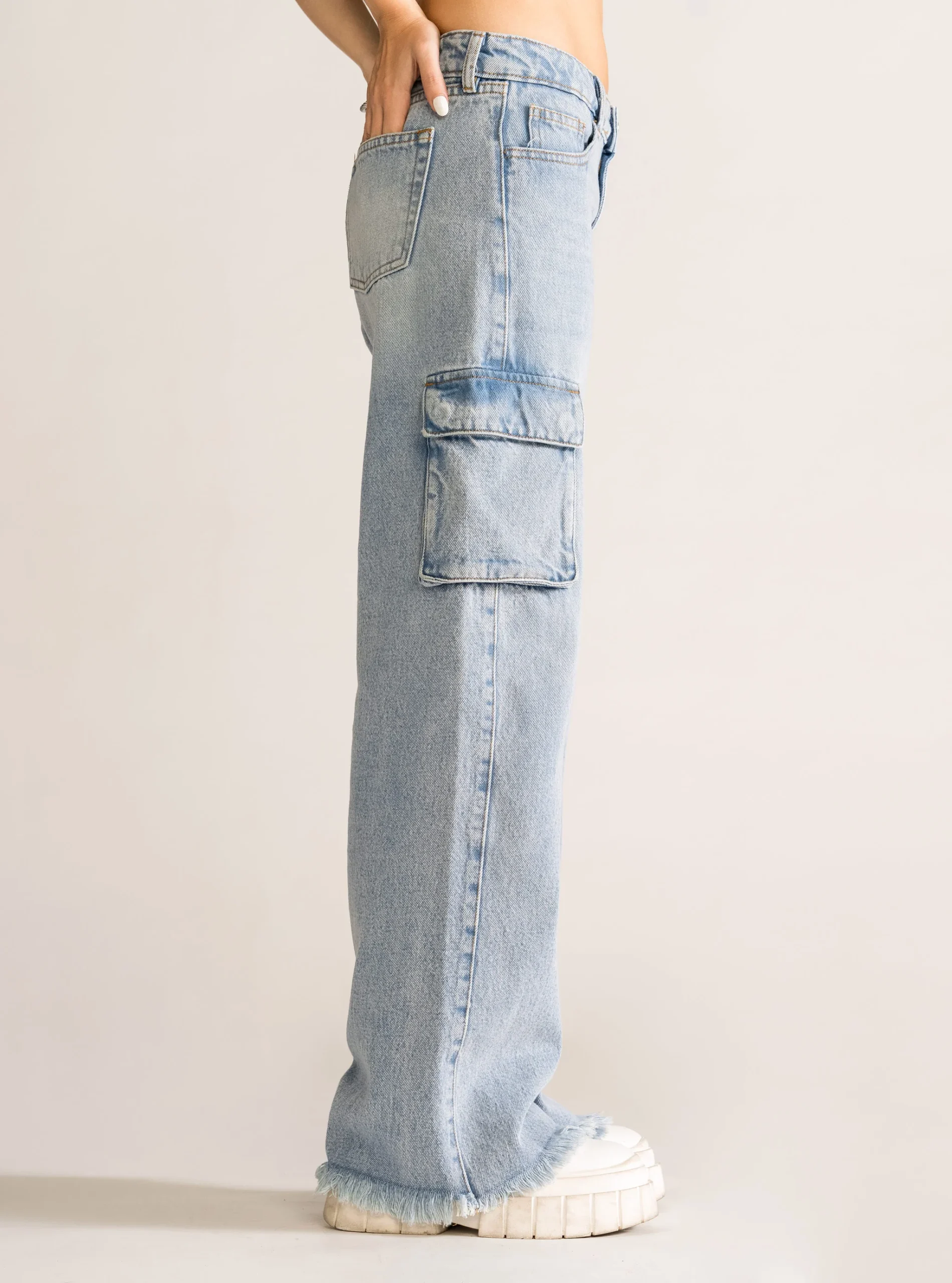 Hands On Me Cargo Jeans, Celeste - Imagen 3