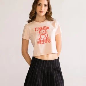 Punk Feelings Cropped Playera, Rosado Claro