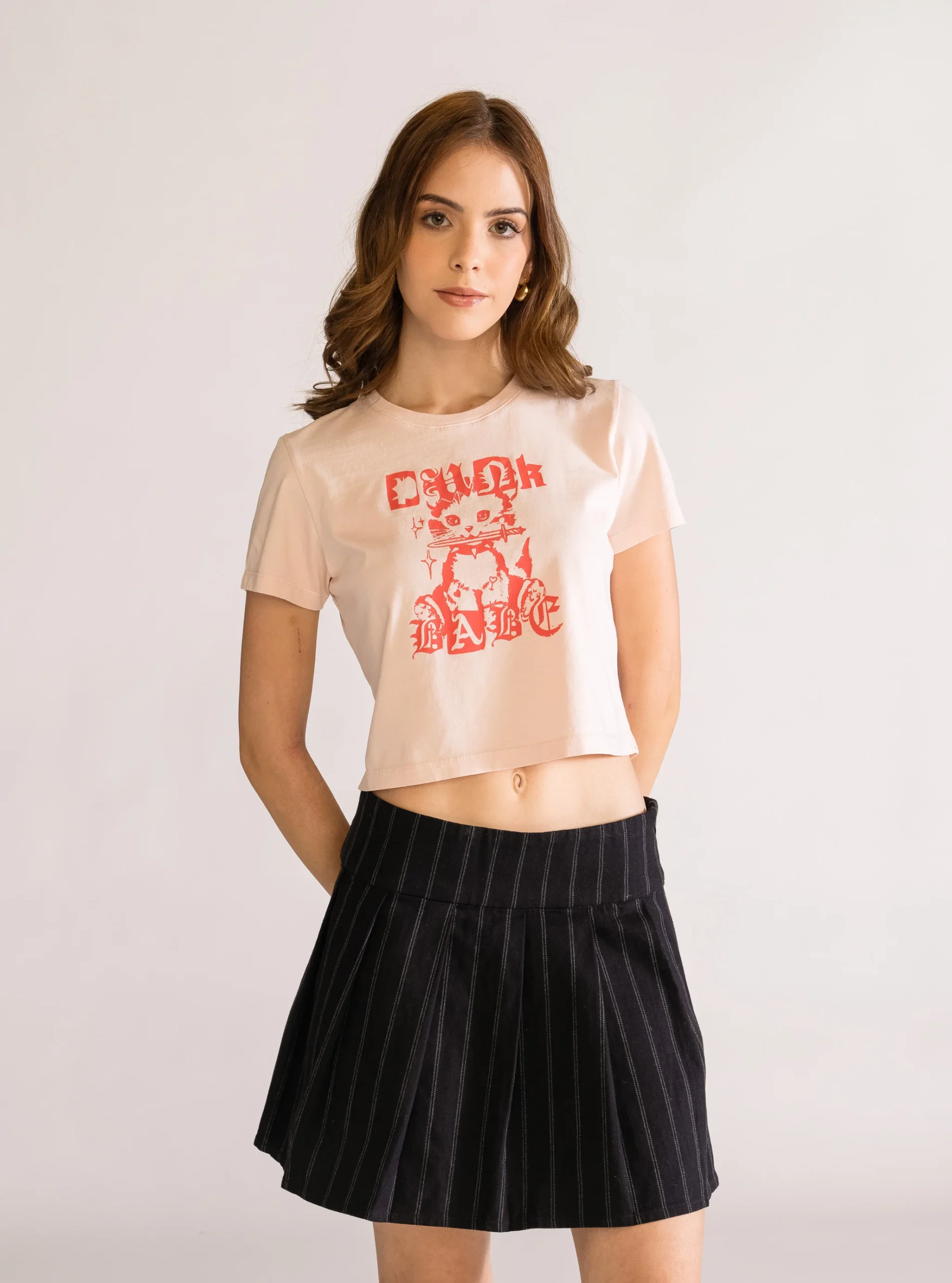 Punk Feelings Cropped Playera, Rosado Claro