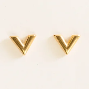 Simple V Earrings, Dorado