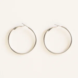 Plated Circle Hoop Earrings, Plateado