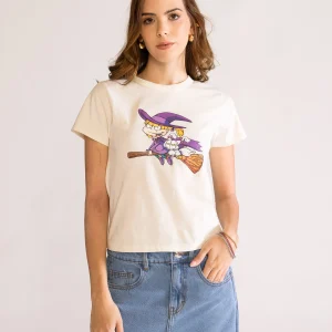 Witchy Angelica Baby Tee, Blanco Hueso