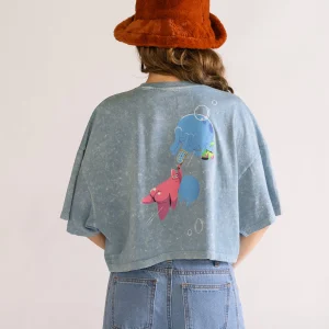 Bikini Bottom Cropped Playera, Azul Claro