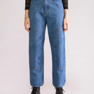90's Straight Double Front Jeans, Azul Claro