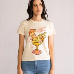 Sirenita Cocktail Playera, Amarillo Claro