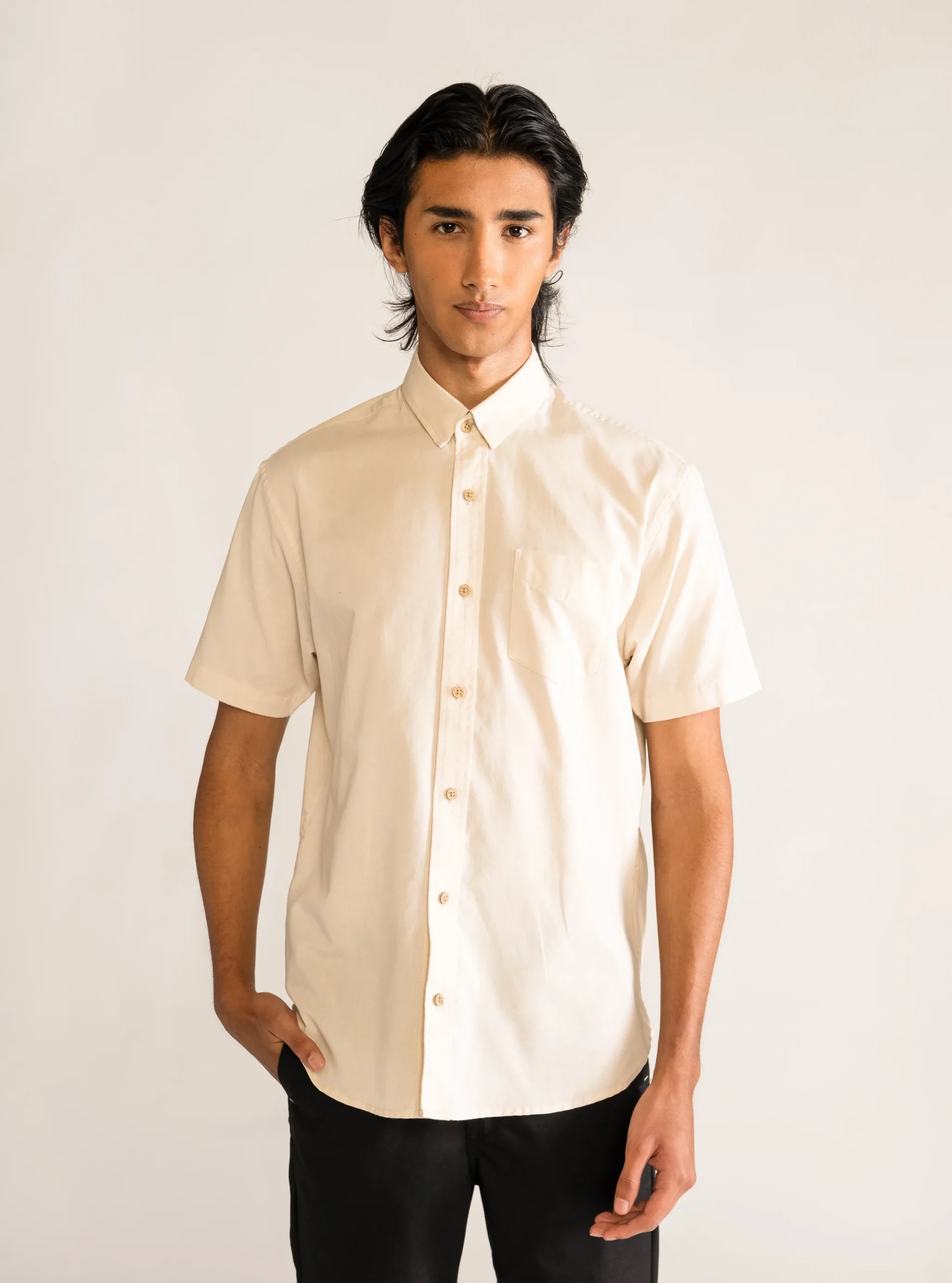 Harmony Button-Up Shirt, Beige