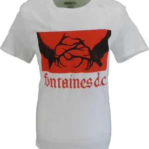 Mens White Official Fontaines D.C Gothic Logo T Shirt