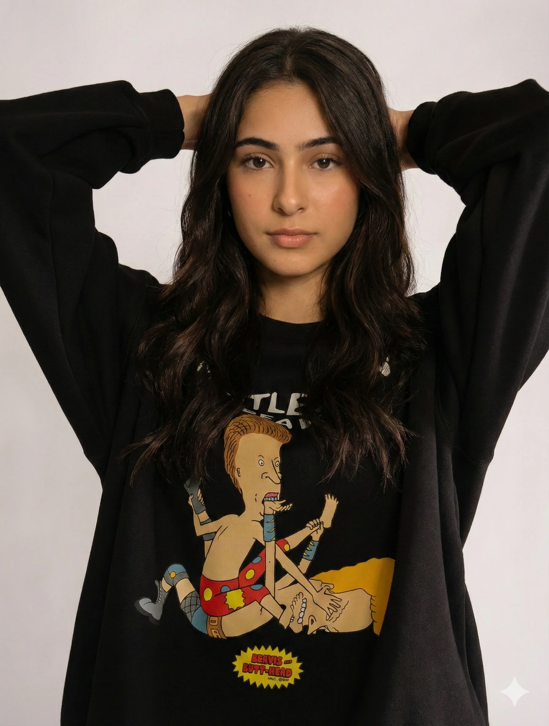 Settle Down Beavis! Crewneck, Negro - Imagen 4
