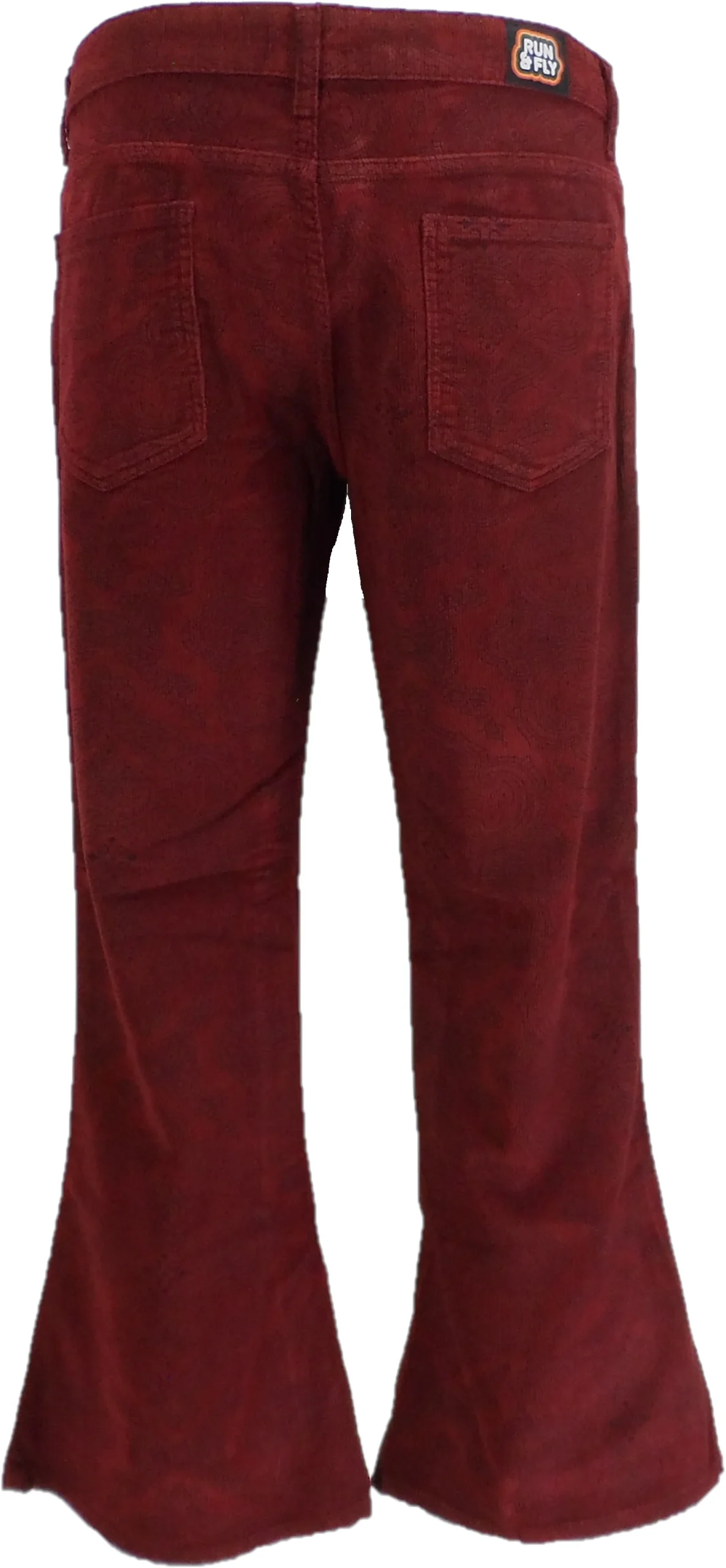 Run & Fly Mens Port Vintage Jimi Hendrix Paisley Retro Bellbottom Flares - Imagen 3