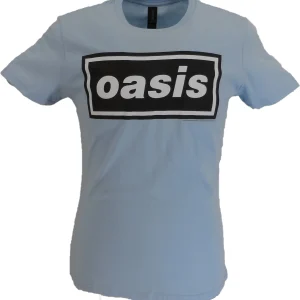 Ladies Blue Official Oasis Decca Logo T Shirt