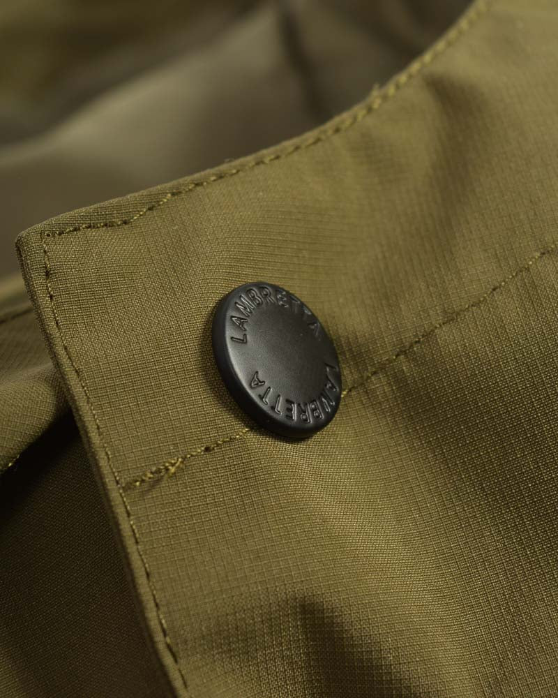 Lambretta Mens Khaki Green Ripstop Waterproof Parka - Imagen 6