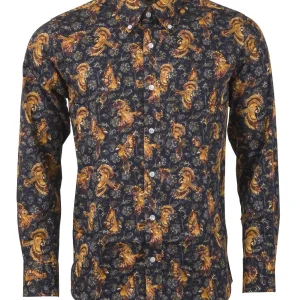 Relco Mens Limited Edition Flying Bird Print Button Down Shirt