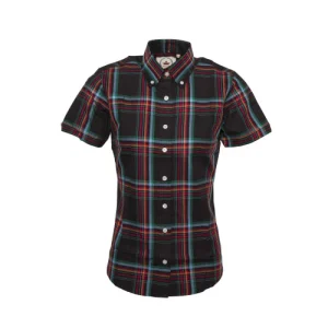 Relco Ladies Retro Black Check Limited Edition Button Down Short Sleeved Shirts