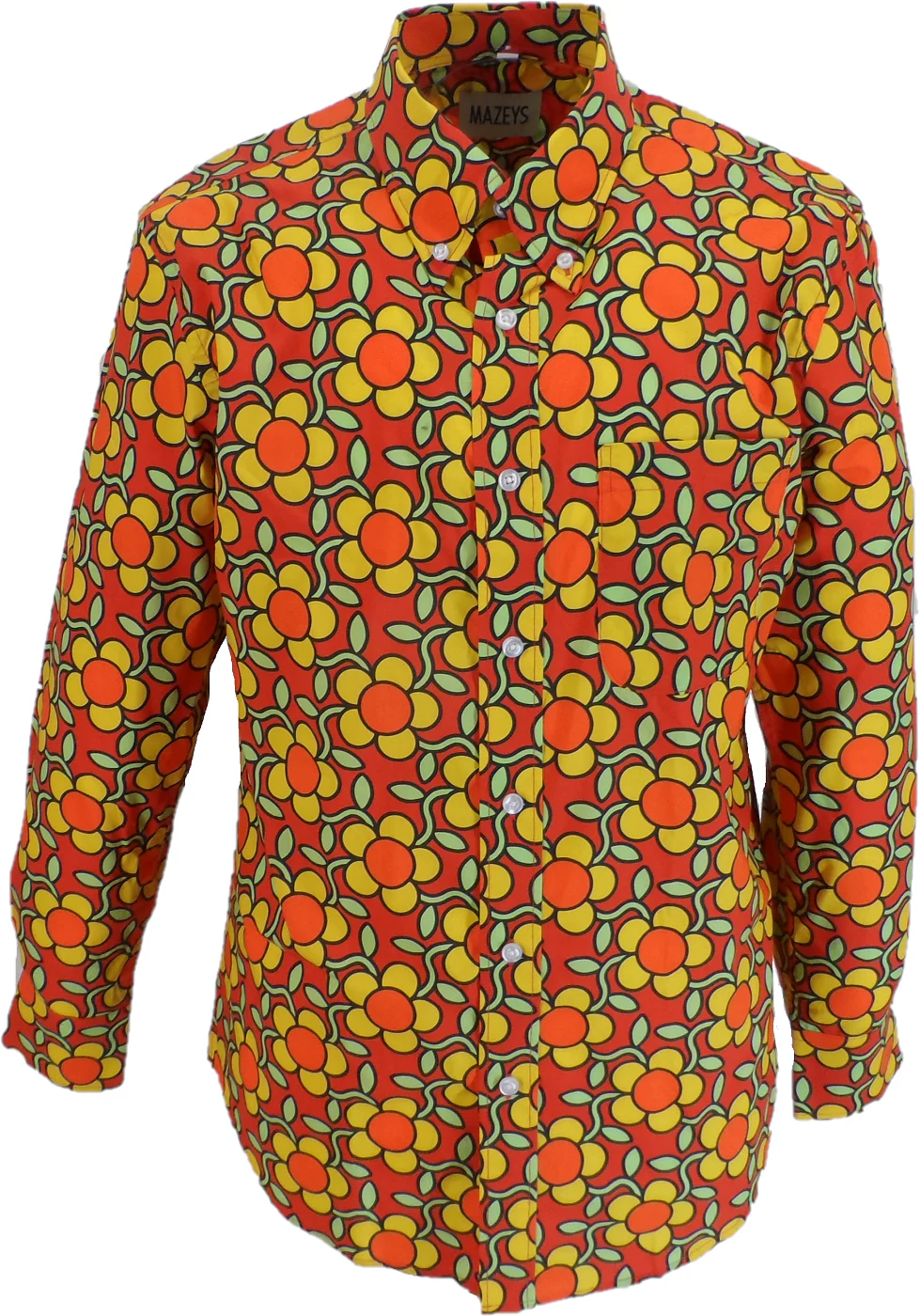 Mens 70S Psychedelic Multi Floral Shirt