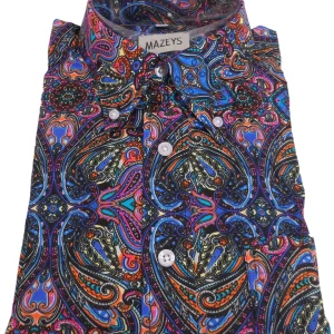 Mens 60s 70s Retro Mod Multi Paisley Shirt