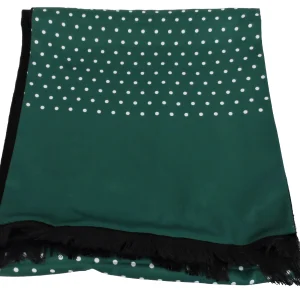 Mazeys Mens Classic Retro Mod Mod Tassled Scarf Green Polka Dot