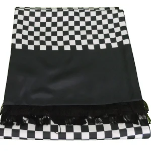 Mazeys Mens Classic Retro Mod Checkerboard Tassled Scarf