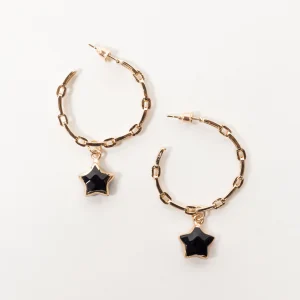 Black Star Earrings, Negro