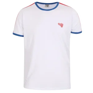 Gola Mens White Taped Stripes Ringer T Shirt