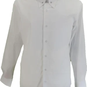 Mazeys Mens White Pin Collar Cotton Long Sleeved Retro Shirts