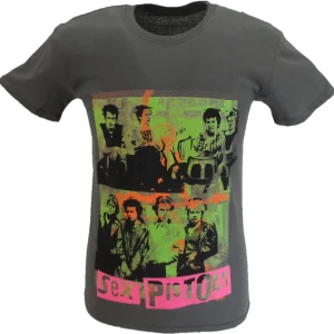 Mens Official Sex Pistols Band Grey Montage  T Shirt