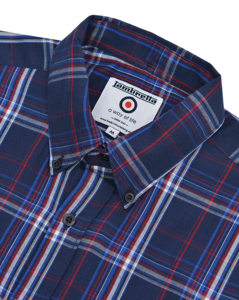 Lambretta Mens Navy/Blue/Red Button Down Shirts - Imagen 4