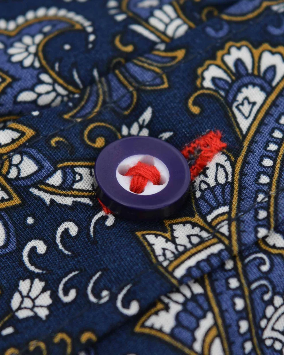 Lambretta Mens Navy Blue Paisley Short Sleeved Button Down Shirts - Imagen 6