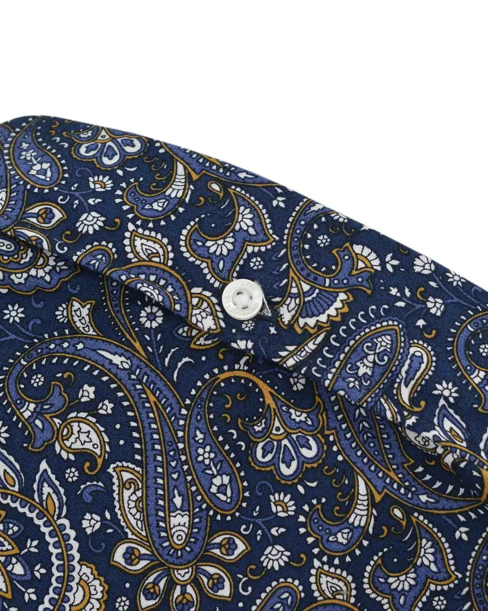 Lambretta Mens Navy Blue Paisley Short Sleeved Button Down Shirts - Imagen 4