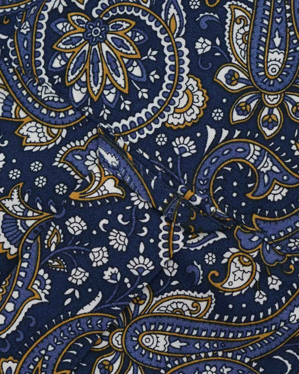 Lambretta Mens Navy Blue Paisley Short Sleeved Button Down Shirts - Imagen 3