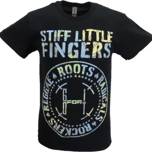 Mens Black Official Stiff Little Fingers Roots, Radicals, Rockers and Reggae T Shirt