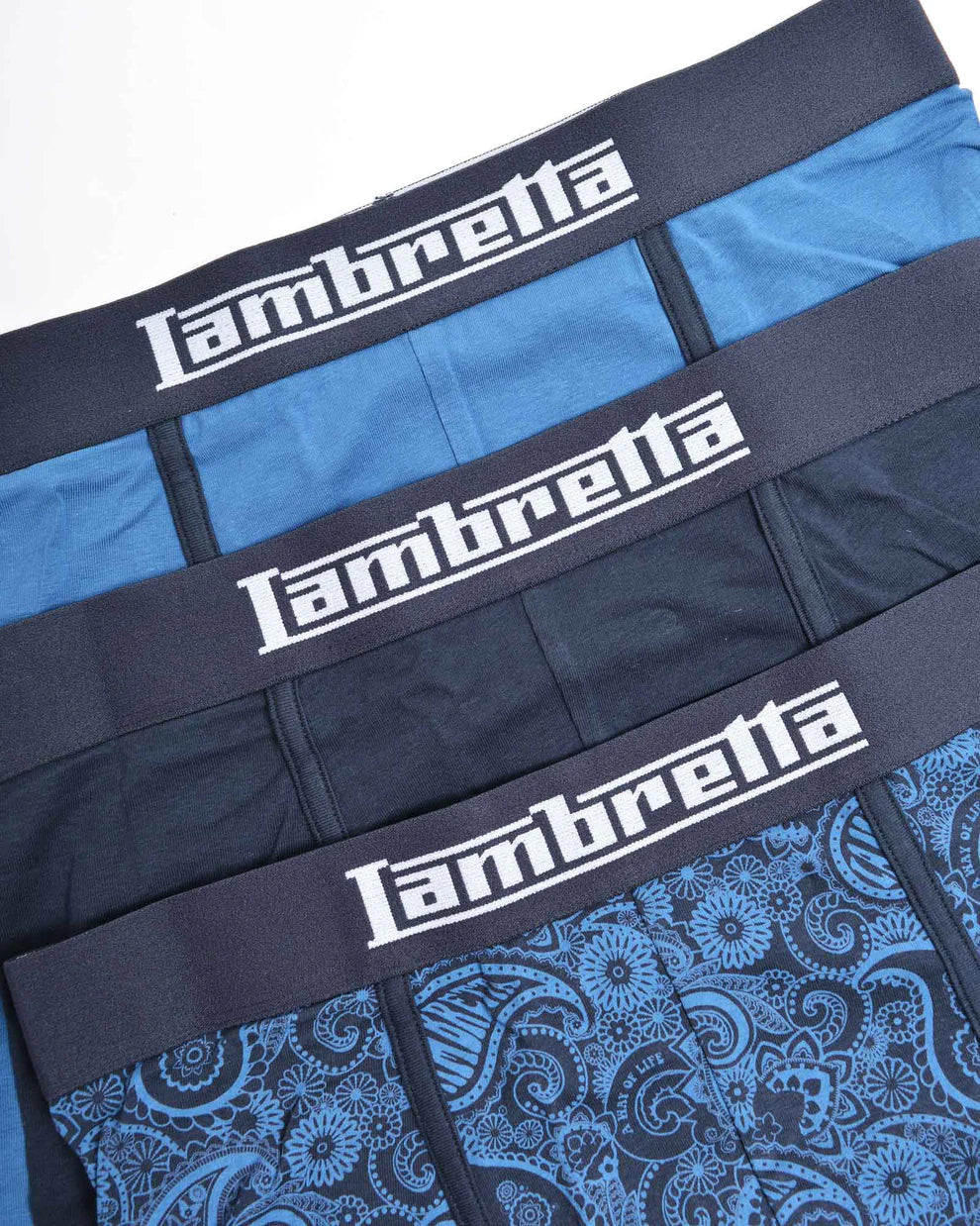 Lambretta Mens Navy Blue 3 Pair Pack Boxer Shorts - Imagen 3